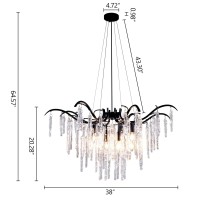 Wellmet Modern Crystal Chandelier, Farmhouse 8-Light Tree Crystal Chandelier, 38'' Ice Crystal Pendant Light For Dining Room, Living Room, Entryway, Hallway, Bedroom, Cafe, Bar