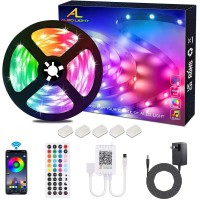 Aled Light 3528 5M 300 Leds Rgb 60Leds/M Smd Waterproof Color Changing Led Strips Light,Super Bright Bluetooth Control,Kit +44 Key Ir Remote+12V/2A Ac Power Supply For Home Lighting And Kitchen Decor