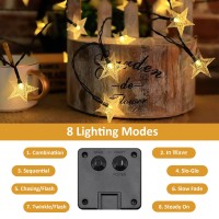 Twinkle Solar Star String Lights Outdoor Waterproof Fairy Lights 39Ft 100 Led With 8 Lighting Modes For Camping Garden Wedding P