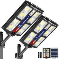 2800W Solar Street Lights Outdoor Wide Angle Solar Lights Outdoor Waterproof 6500K Solar Parking Lot Lights Dusk To Dawn Sol