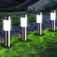 Lomotech 4 Pack Solar Pathway Lights Outdoor Modern Design Waterproof Solar Landscape Lighting Bright Solar Garden Lights For