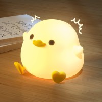 Uneede Led Cute Bean Duck Night Light, Dodo Duck Silicone Nursery Night Light Rechargeable Table Lamp Bedside Lamp With Touch Sensor For Bedrooms, Living Room