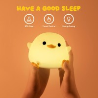 Uneede Led Cute Bean Duck Night Light, Dodo Duck Silicone Nursery Night Light Rechargeable Table Lamp Bedside Lamp With Touch Sensor For Bedrooms, Living Room