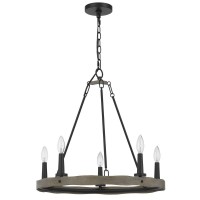 Add a rustic touch to your space with this five light uplight chandelier It features a smooth dark