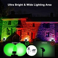 Guyulux Outdoor Spot Lights For Yard Color Changing Solar Stake Lights Always On All Night With 7 Color Options Dusk Til Dawn