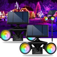 Guyulux Solar Spotlights Outdoor Waterproof 7Color Cycling Landscape Light Dusk To Dawn Stake Solar Lights Stay On All Night