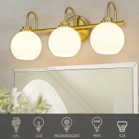 Akezon Gold Bathroom Light Fixtures 3 Light Gold Modern Bathroom Light Fixtures Over Mirror With White Milk White Globe Glass S