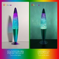 16 Inch Green Blue Purple Rainbow Glitter Lamp 2 Bulbs Night Light Rainbow Lamp Relaxing Mood Lighting Night Light For Adults