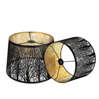 Double Medium Lamp Shades Set Of 2, Alucset Drum Metal Lampshades For Table Lamp And Floor Light,10X12X8 Inch,Iron Lamp Shade,Spider (Pattern Of Trees, 2 Pcs Pack)