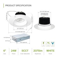 Asd Trimless Led Recessed Lighting 6 Inch 24W 120V Commercial Led Downlight Canless Dimmable Led Downlights For Ceiling With J