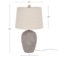 Nourison 23 Rustic Brown With Gray Undertones Ceramic Pot Table Lamp For Bedroom Living Room Dining Room Office With Beige