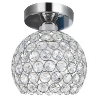 Tislyco Small Chandelier For Hallway Modern Semi Flush Silver Crystal Chandelier Close To Ceiling Light For Foyer Closet Entry