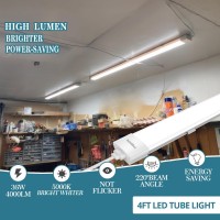 Zeqidou Plugin 4Ft Led Shop Light 36W 5000K Bright Led Light Fixture Waterproof Linkable Utility Tube Lights Shop Lights For