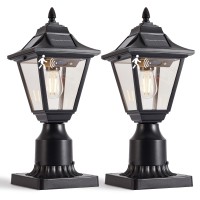 Dariisi Solar Post Light Fixtures 2 Pack Motion Sensor Solar Lamp Post Lights With Pier Mount Base Outdoor Waterproof Post Lan