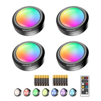 Loinsglim Puck Lights With Remote 7 Colors Under Cabinet Lighting Wireless Battery Operated Rgb Led Lights Dimmable Push Lights