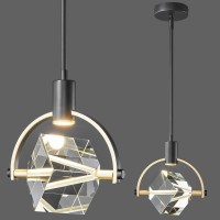 Liangmh Pendant Ceiling Light Fixture For Kitchen Island, Dimmable Modern Integrated Led Hanging Light, Crystal Pendant Light In Black Gold Finish, Bedroom, Dining Room (1-Lights)