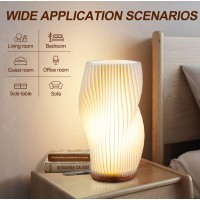 Zenply Novelty Small Table Lamp For Bedroom Vintage Style Striped Small Night Light Lamp Mini Bedside Lamp For Living Room Nigh