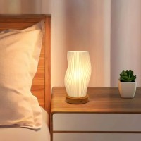 Zenply Novelty Small Table Lamp For Bedroom Vintage Style Striped Small Night Light Lamp Mini Bedside Lamp For Living Room Nigh