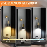 Set Of 2 Battery Operated Wall Lights With Remote Black Modern Dimmable Sconce Wall Lighting Indoor 3000K4000K6000K Industri