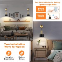 Set Of 2 Battery Operated Wall Lights With Remote Black Modern Dimmable Sconce Wall Lighting Indoor 3000K4000K6000K Industri