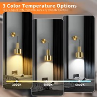 Gold Battery Operated Wall Sconce Wireless Wall Lights Set Of 2 Dimmable Wall Lamp With Remote Control 3000K6000K Adjustable