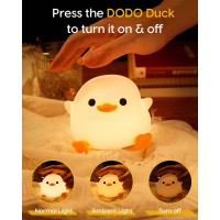 Amaredom Dodo Duck Night Light Cute Duck Lamp Silicone Dimmable Nursery Nightlight Rechargeable Led Bedside Lamp With 20 Minu