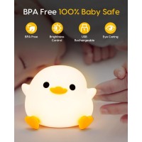 Amaredom Dodo Duck Night Light Cute Duck Lamp Silicone Dimmable Nursery Nightlight Rechargeable Led Bedside Lamp With 20 Minu