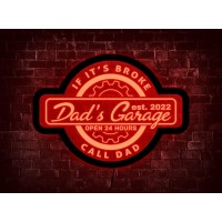 Dad'S Garage Neon Sign, Personalized Garage Led Sign, Garage Light Sign, Dad Garage Decor, Neon Sign Dad, Custom Neon Sign For Father, Neon Sign For Man