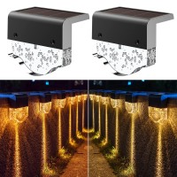 Agotd Fence Solar Lights, Solar Fence Lights Outdoor Waterproof With Warm White/Golden 2 Lighting Modes, Deck Lights Solar Powered For Fence Patio Deck Stair Step Balcony(2 Pack)