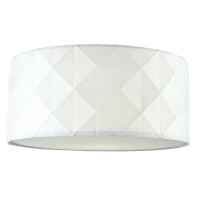 White Cotton Faceted Geometric Retro Easy Fit Drum Pendant Shade With Diffuser | 40Cm Diameter (16