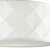 White Cotton Faceted Geometric Retro Easy Fit Drum Pendant Shade With Diffuser | 40Cm Diameter (16