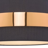 Navy Blue Cotton & Copper Metallic Band Vintage Easy Fit Drum Pendant Shade | 38Cm Diameter (15