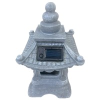 Hh Home Hut Garden Solar Pagoda Ornament, Lantern Garden Outdoor Indoor Statue Zen Asian Japanese Decor For Landscape Balcony Decorations 32Cm