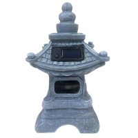 Hh Home Hut Garden Solar Pagoda Ornament, Lantern Garden Outdoor Indoor Statue Zen Asian Japanese Decor For Landscape Balcony Decorations 32Cm