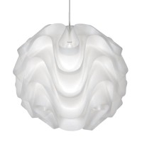 White Polycarbonate Vintage Retro Easy Fit Wavy Abstract Globe Pendant Shade | 30Cm Diameter (12