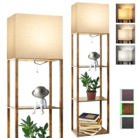 Runtop Plus Floor Lamp With Shelves, Modern Shelf Floor Lamp With 15W 3Cct Led Bulb And Memory Function, Wide Shelf Lamp For Display Storage, Standing Lamps For Living Room, Bedroom, Office, Corner