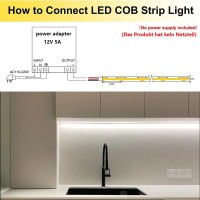 Yunbo 12V Cob Led Strip Lights Daylight White 5000K 480Ledm Super Bright 4000Lm Cri 93 164Ft5M Dotless High Density Cuttable