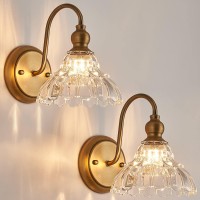 Tlolgt 2Pack Modern Wall Sconces Gold Bathroom Vanity Lighting Fixtures Beautiful Wall Light Set Of Two For Bedroom Bathroom Ha