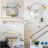 Tlolgt 2Pack Modern Wall Sconces Gold Bathroom Vanity Lighting Fixtures Beautiful Wall Light Set Of Two For Bedroom Bathroom Ha