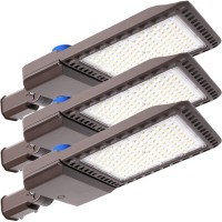 Biritalo 300W Led Parking Lot Light 42000Lm Bright Dusk To Dawn Outdoor Flood Lights For Street 5500K 100-277V Commercial Security Ip65 Waterproof Exterior Lighting Yard Driveway Garage Park 3 Pack