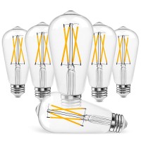 Ledmundo Edison Light Bulbs 60 Watt, E26 Led Bulb Non Dimmable, 2700K Soft White St19/58 Vintage Light Bulbs, E26 Base, Ul Listed, 7W 800Lm 95+Cri, Clear Glass, Pack Of 6