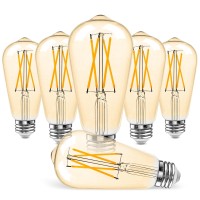 Ledmundo Vintage Light Bulbs Led Edison Bulb 60W, 2300K Amber Warm, E26 Light Bulbs Medium Base, Non Dimmable St19/58 Antique Style, Ul Listed, 7W 550Lm 95+Cri, Pack Of 6