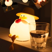 Cute Night Light, Colorful Lights Silicone Night Light Duck Shape Decorative Adjustable Brightness Mobile Phone Holder For Home (With Hat)