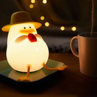 Cute Night Light, Colorful Lights Silicone Night Light Duck Shape Decorative Adjustable Brightness Mobile Phone Holder For Home (With Hat)