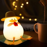 Cute Night Light, Colorful Lights Silicone Night Light Duck Shape Decorative Adjustable Brightness Mobile Phone Holder For Home (With Hat)