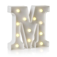 Auraglow Led Alphabet Letter & Number Light Sign Decorations, Lamp For Home Birthday Party Event, Night Lights, Battery Powered Letters And Numbers With Four Hour Timer (M)