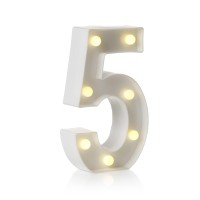 Auraglow Led Alphabet Letter & Number Light Sign Decorations, Lamp For Home Birthday Party Event, Night Lights, Battery Powered Letters And Numbers With Four Hour Timer (5)