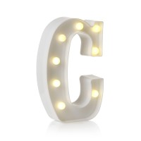 Auraglow Led Alphabet Letter & Number Light Sign Decorations, Lamp For Home Birthday Party Event, Night Lights, Battery Powered Letters And Numbers With Four Hour Timer (C)