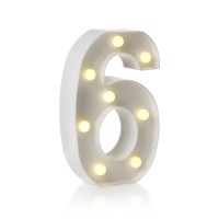 Auraglow Led Alphabet Letter & Number Light Sign Decorations, Lamp For Home Birthday Party Event, Night Lights, Battery Powered Letters And Numbers With Four Hour Timer (6)