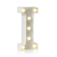 Auraglow Led Alphabet Letter & Number Light Sign Decorations, Lamp For Home Birthday Party Event, Night Lights, Battery Powered Letters And Numbers With Four Hour Timer (I)